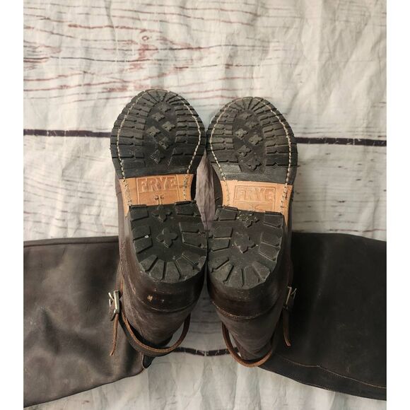 Frye Dorado Lug Sole Suede Knee High Riding Boots Size 6 - Picture 5 of 7